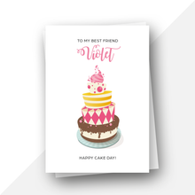 Load image into Gallery viewer, Personalised: Happy cake day birthday card
