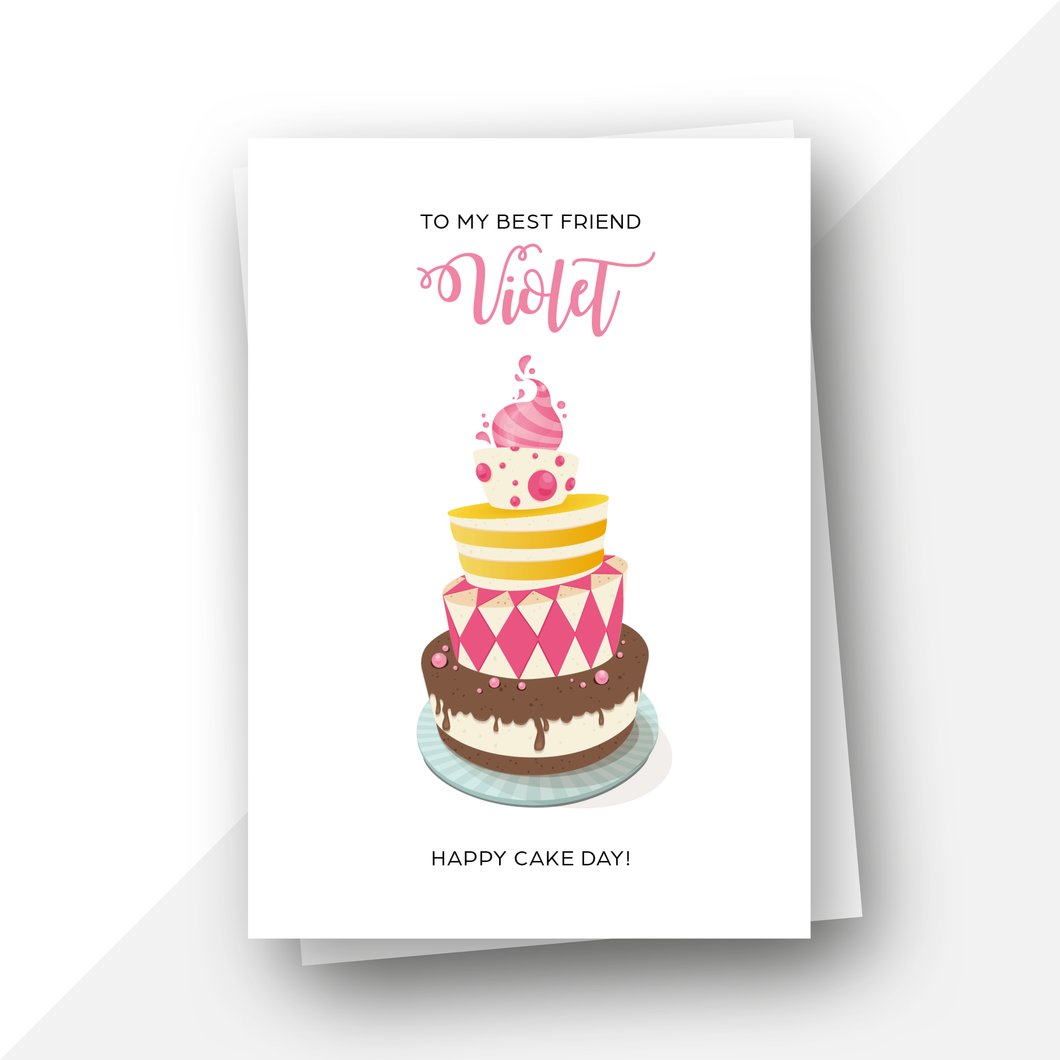 Personalised: Happy cake day birthday card